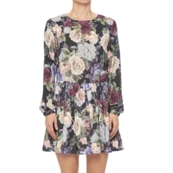 NWT ANINE BING Flower Print Babydoll Mini Dress Size XS